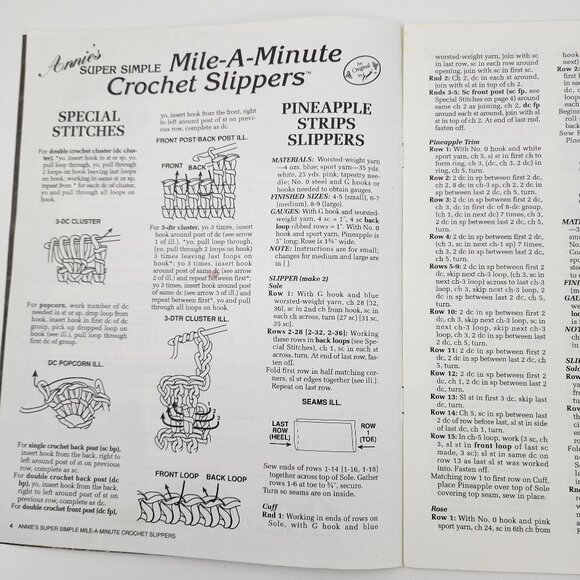 Lot of 2 Annie's Attic Crochet Books Big Foot Boutique & Mile A Minute Slippers - Picture 16 of 16
